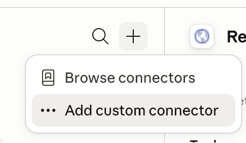 Menu Add custom connector